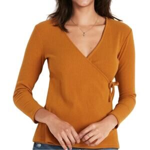 OLD NAVY Lightweight Ribbed Wrap Sweater in Honey Long sleeve Stretch SZ M